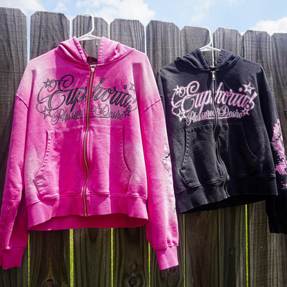 “Pleasure & Desire” Zip Up - Black