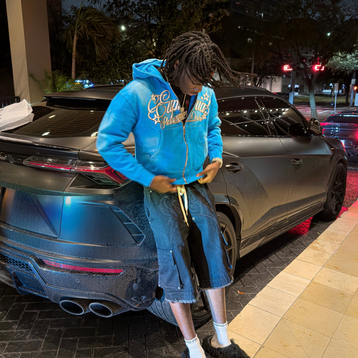 “Pleasure & Desire” Zip Up - Blue