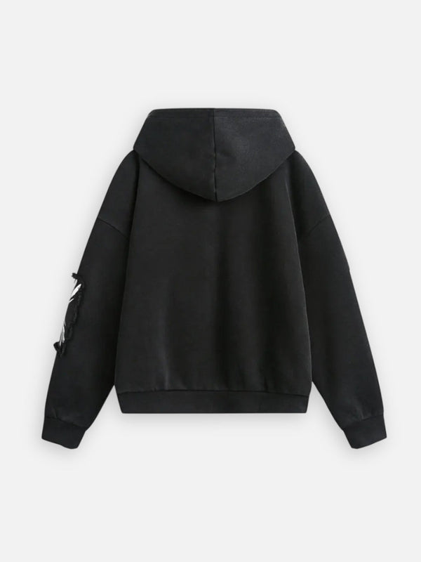 Japanese Style Patch Zipper Hoodie
