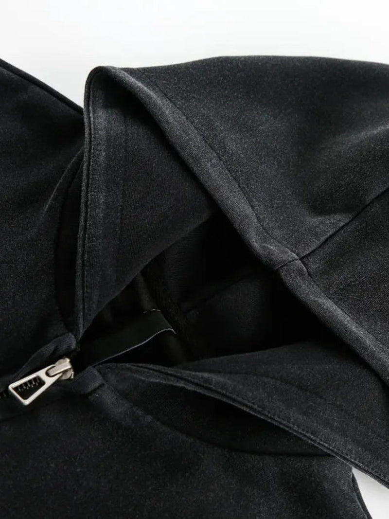 Japanese Style Patch Zipper Hoodie