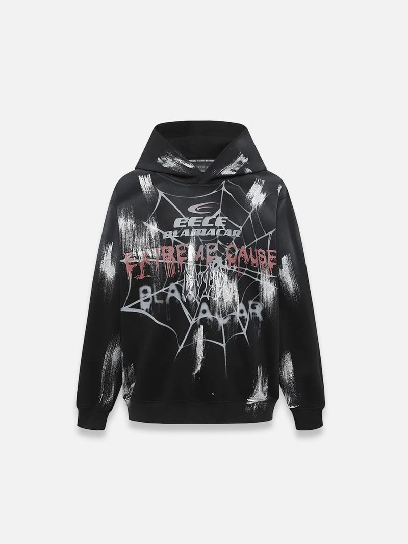 Spider Web Print Hoodie