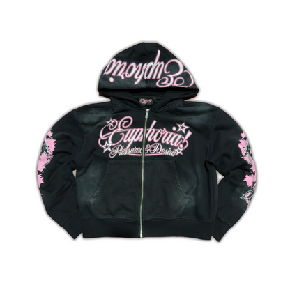 “Pleasure & Desire” Zip Up - Black