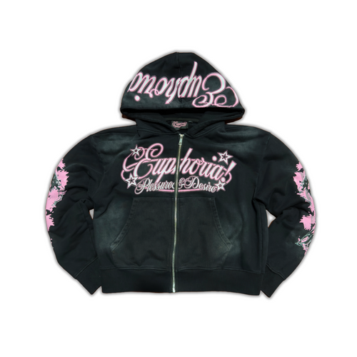 “Pleasure & Desire” Zip Up - Black