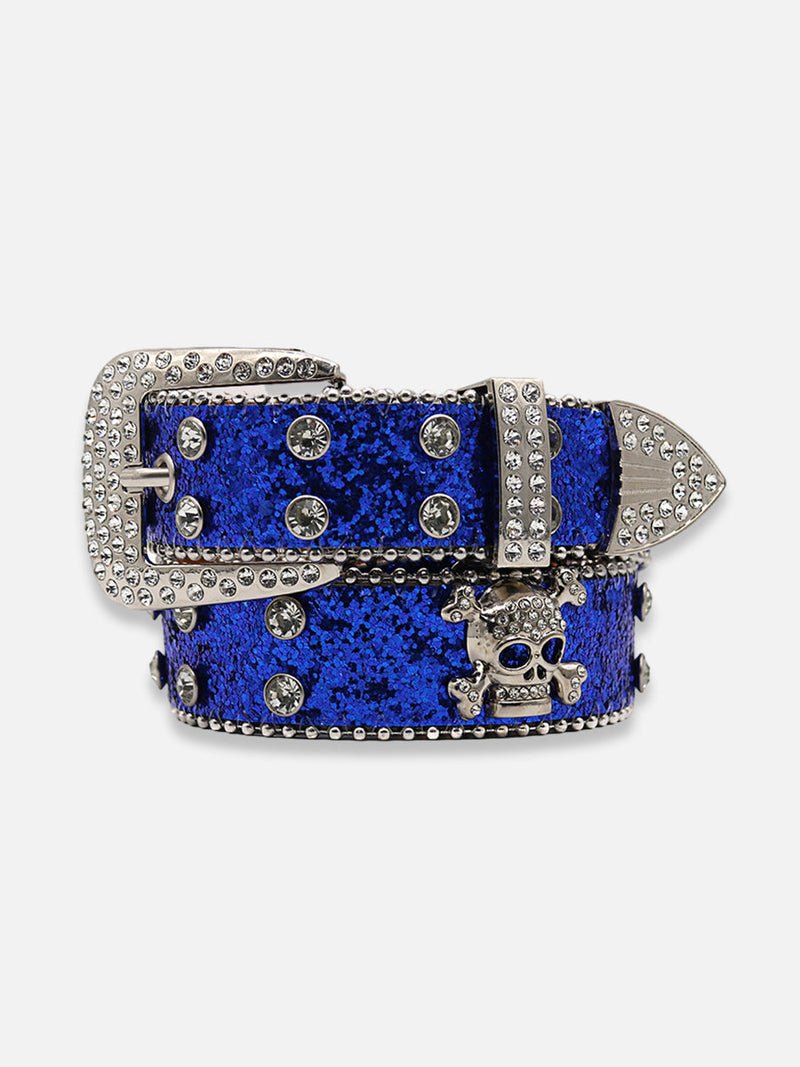 Skull And Crossbones Rhinestone Belt