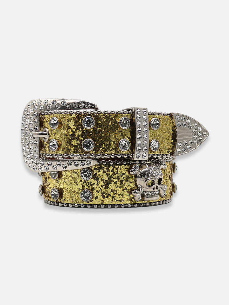 Skull And Crossbones Rhinestone Belt